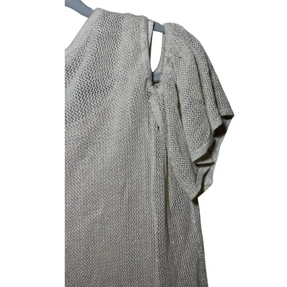 Calvin Klein Knit Top Women Beige Cold Shoulder Pullover size Medium NWT - Picture 6 of 7
